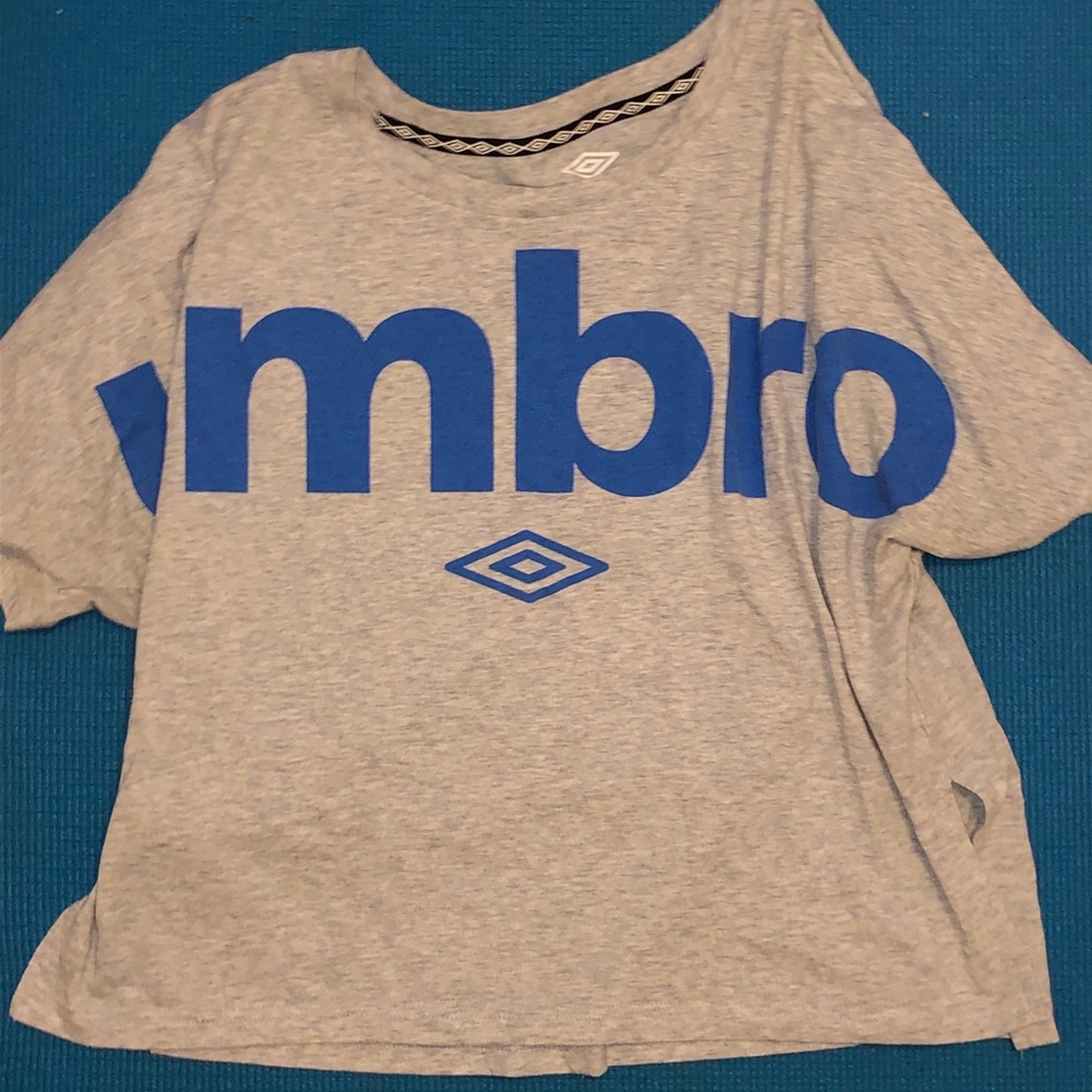 Heather Grey Workout T-Shirt with Blue Logo